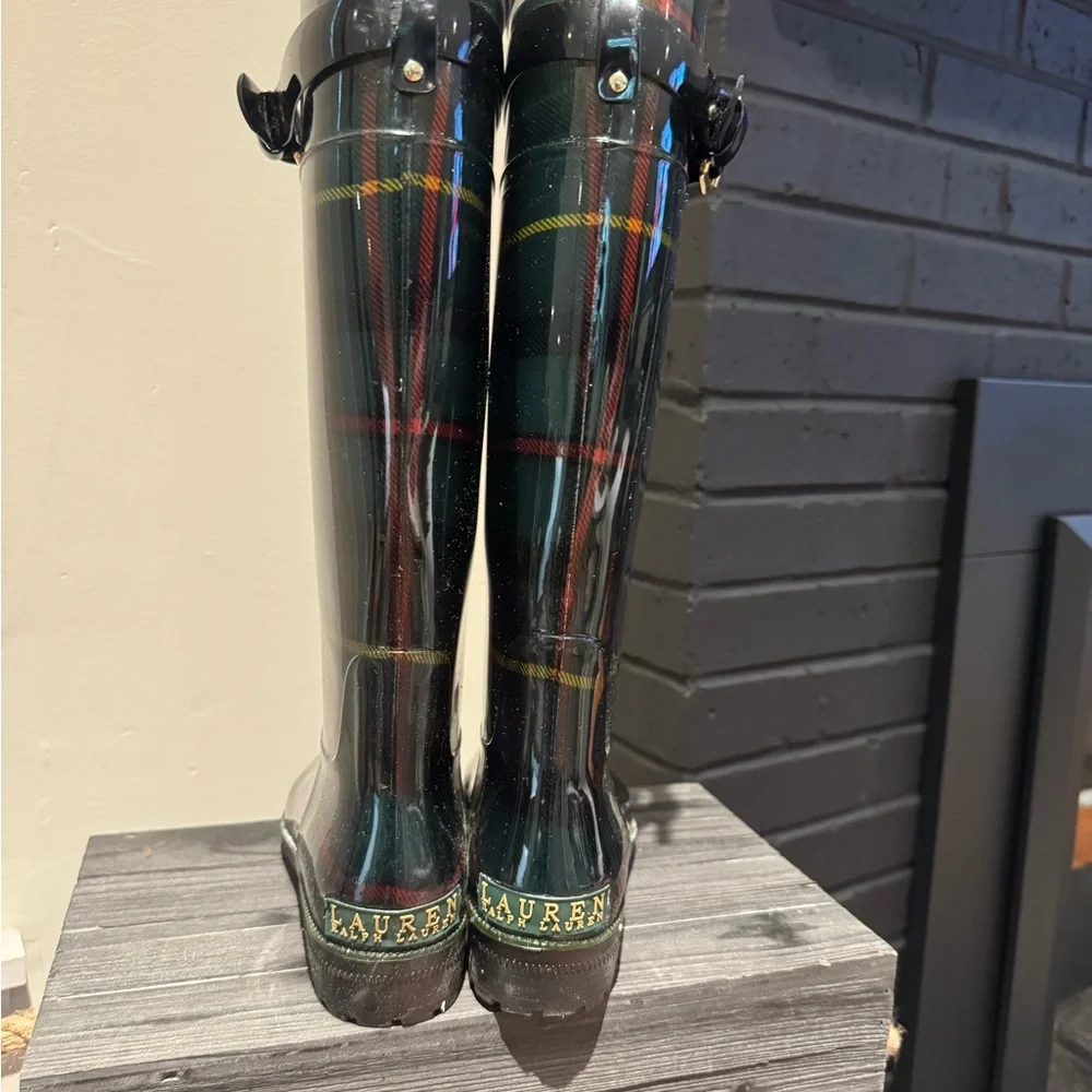 Ralph Lauren Green Plaid Rain Boots - Picture 4 of 11